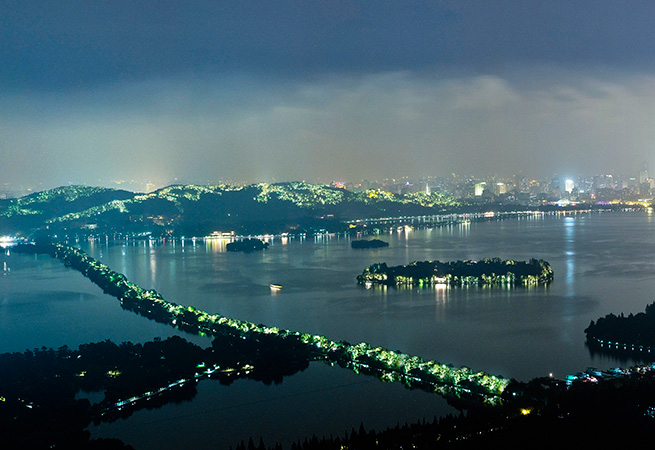 国卫城市杭州：西湖夜景